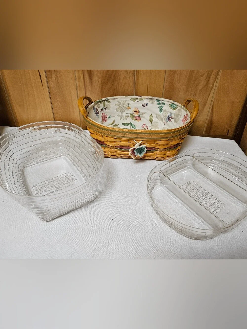 Longaberger Autumn Reflections Blessings Basket  5 PC: Protector Charm 2 Inserts